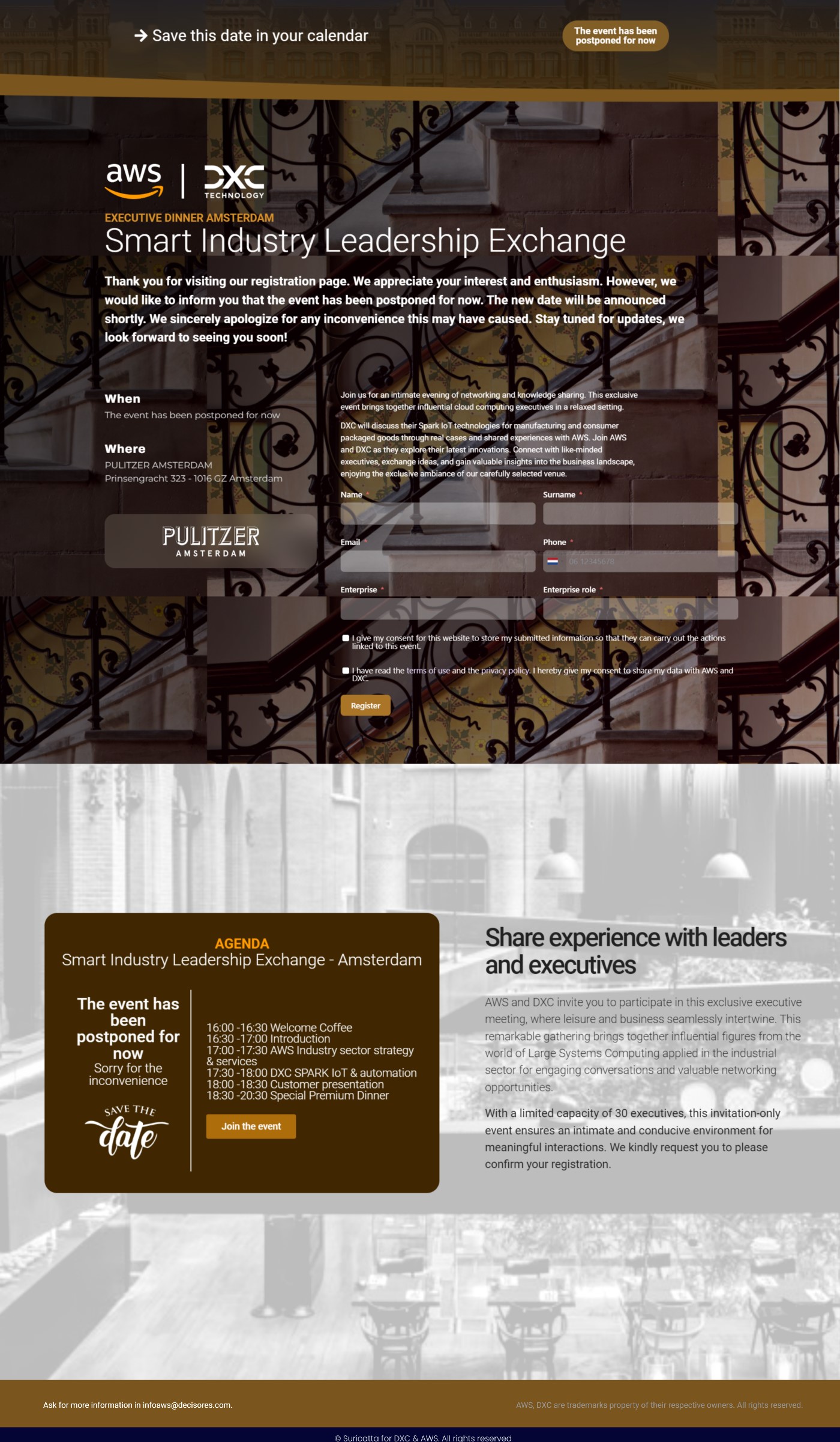 Landing page con furmulario, para el registro de un evento en Madrid, Diseñado por Suricatta